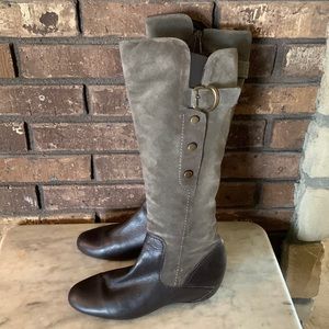 Vintage Cressy Suede & Leather Zip Mid-Calf Boots Size 37